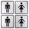 Bathroom Signs - 4-Pack Metal Restroom Aluminum Signs for Men and Women, Self-Adhesive, Ideal for Public Spaces, Coffee Shops, Restaurants, Indoors and Outdoors, 5.5 x 5.5 Inches